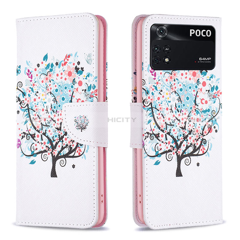 Custodia Portafoglio In Pelle Fantasia Modello Cover con Supporto B01F per Xiaomi Poco M4 Pro 4G