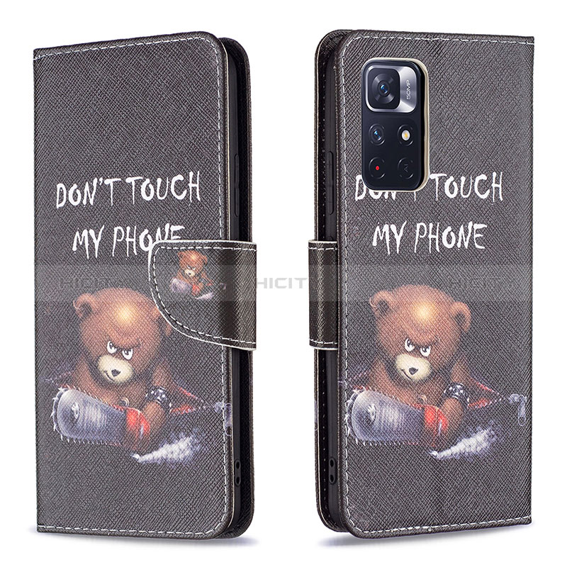 Custodia Portafoglio In Pelle Fantasia Modello Cover con Supporto B01F per Xiaomi Poco M4 Pro 5G