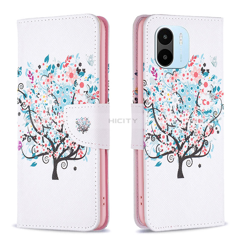 Custodia Portafoglio In Pelle Fantasia Modello Cover con Supporto B01F per Xiaomi Redmi A1 Bianco