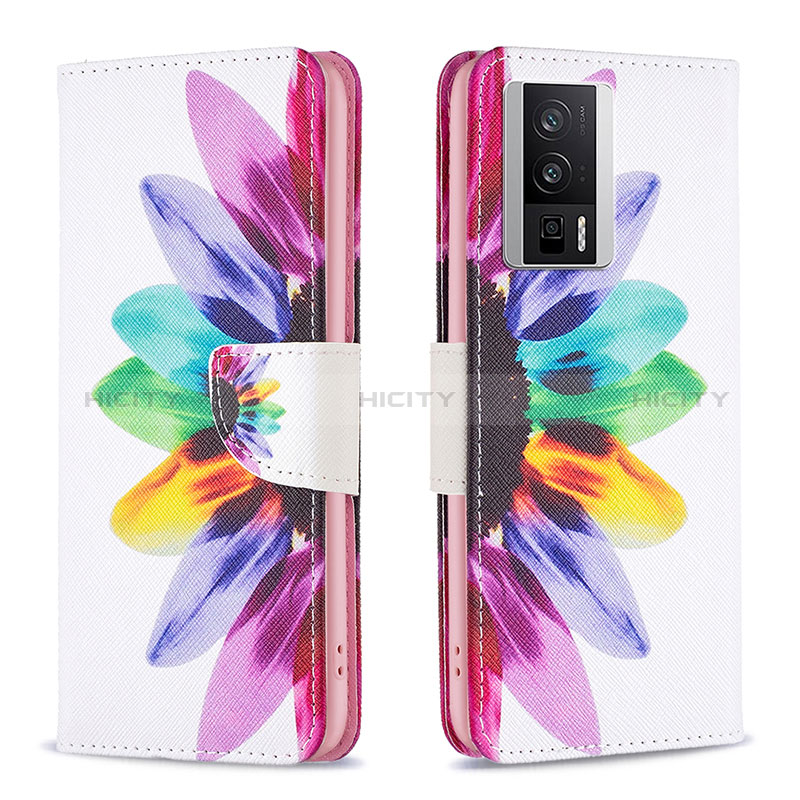 Custodia Portafoglio In Pelle Fantasia Modello Cover con Supporto B01F per Xiaomi Redmi K60 Pro 5G Multicolore