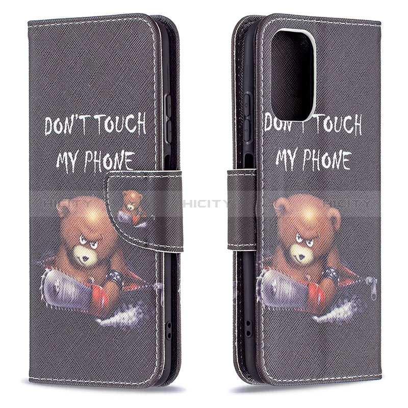 Custodia Portafoglio In Pelle Fantasia Modello Cover con Supporto B01F per Xiaomi Redmi Note 10 4G Grigio Scuro