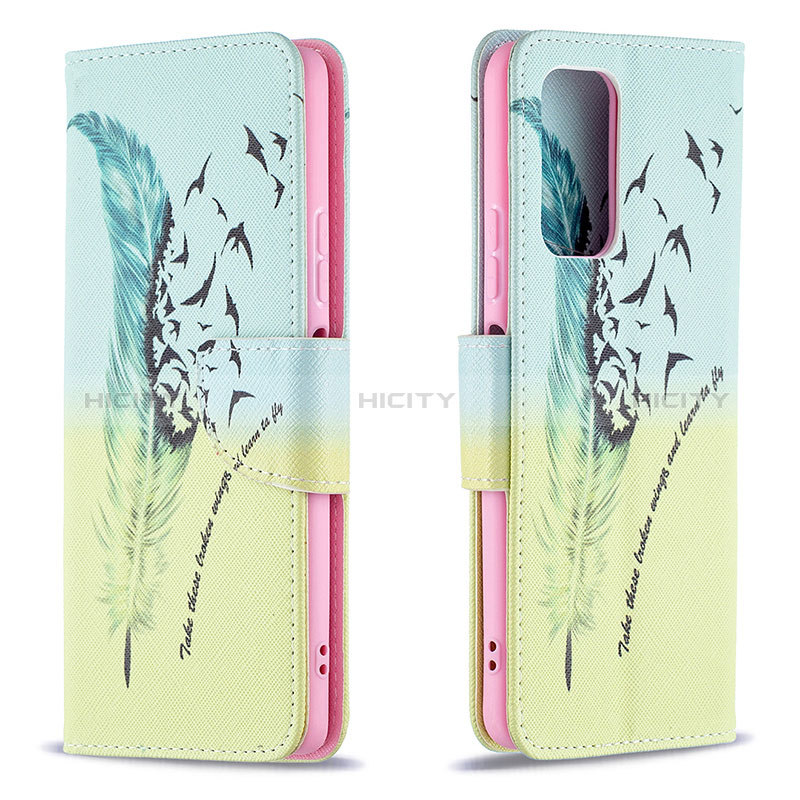 Custodia Portafoglio In Pelle Fantasia Modello Cover con Supporto B01F per Xiaomi Redmi Note 10 Pro 4G Verde Pastello