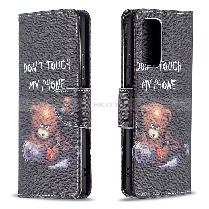 Custodia Portafoglio In Pelle Fantasia Modello Cover con Supporto B01F per Xiaomi Redmi Note 10 Pro Max Grigio Scuro