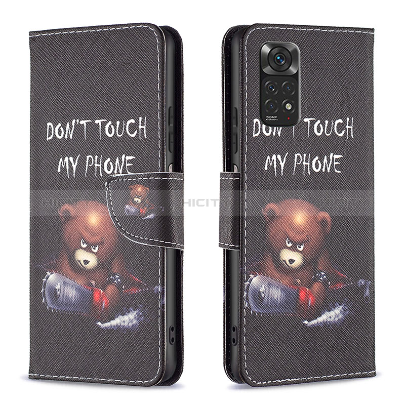 Custodia Portafoglio In Pelle Fantasia Modello Cover con Supporto B01F per Xiaomi Redmi Note 11 4G (2022) Grigio Scuro