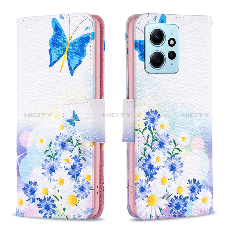 Custodia Portafoglio In Pelle Fantasia Modello Cover con Supporto B01F per Xiaomi Redmi Note 12 4G Blu