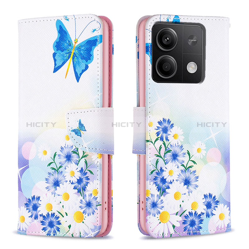 Custodia Portafoglio In Pelle Fantasia Modello Cover con Supporto B01F per Xiaomi Redmi Note 13 5G Blu