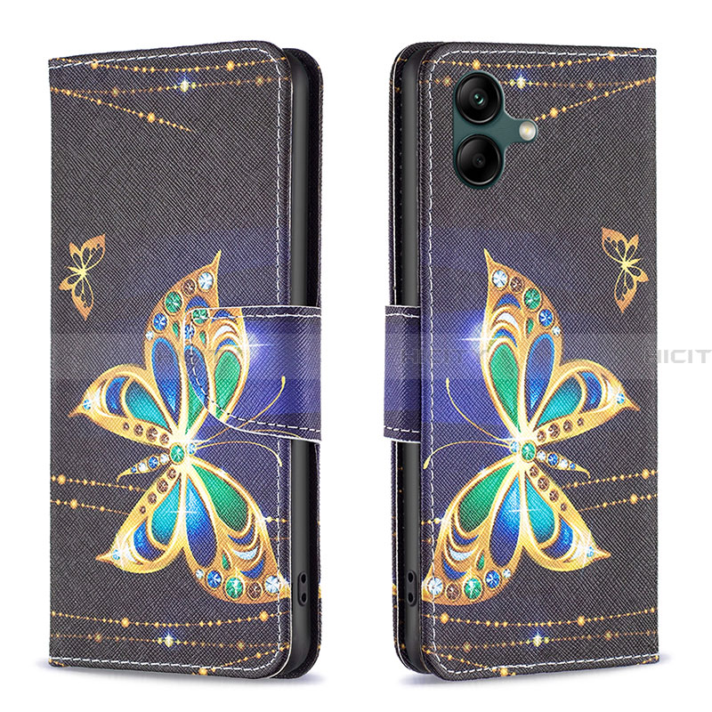 Custodia Portafoglio In Pelle Fantasia Modello Cover con Supporto B03F per Samsung Galaxy A04 4G Nero