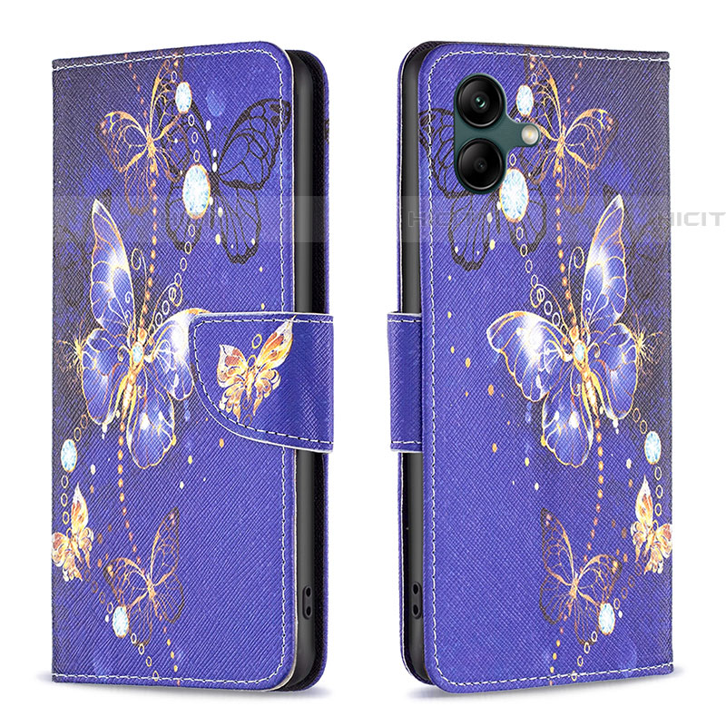 Custodia Portafoglio In Pelle Fantasia Modello Cover con Supporto B03F per Samsung Galaxy A04E Blu Notte