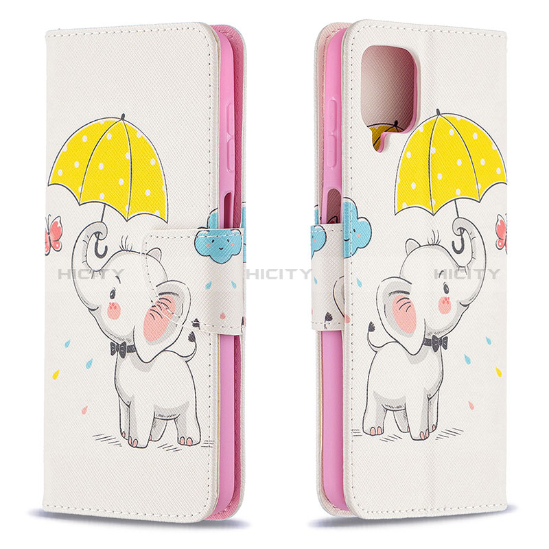 Custodia Portafoglio In Pelle Fantasia Modello Cover con Supporto B03F per Samsung Galaxy A12