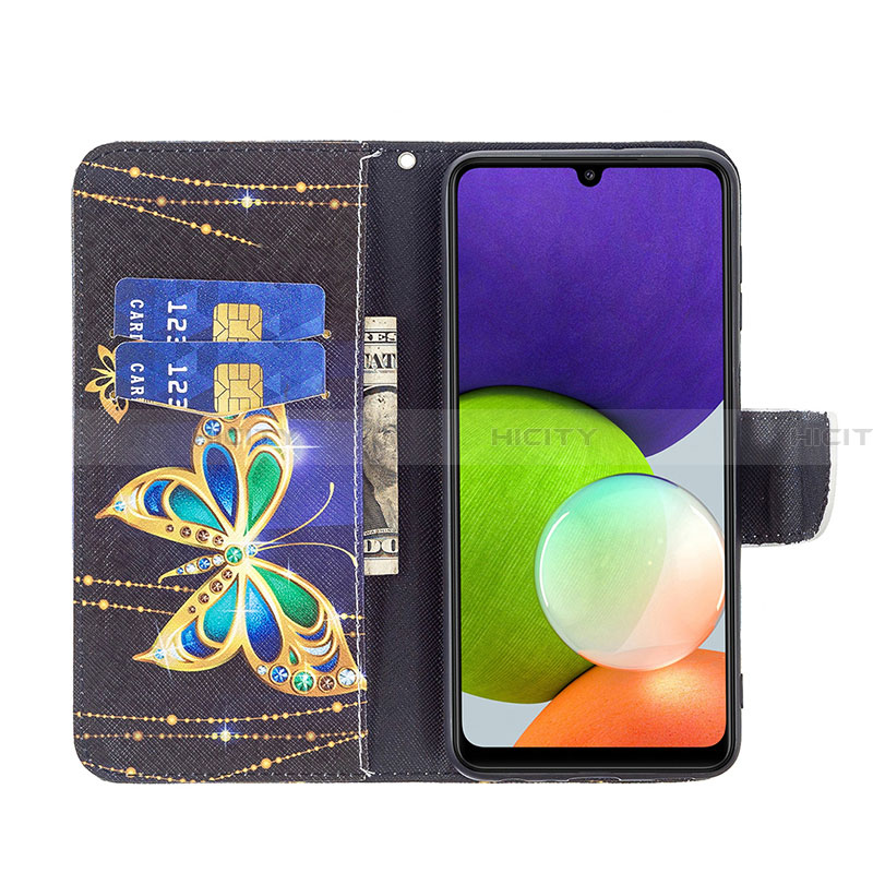 Custodia Portafoglio In Pelle Fantasia Modello Cover con Supporto B03F per Samsung Galaxy A22 4G