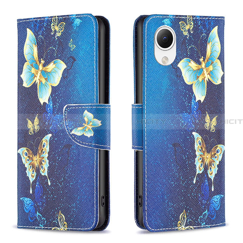 Custodia Portafoglio In Pelle Fantasia Modello Cover con Supporto B03F per Samsung Galaxy A23 5G SC-56C Cielo Blu