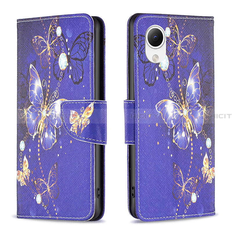 Custodia Portafoglio In Pelle Fantasia Modello Cover con Supporto B03F per Samsung Galaxy A23s Blu Notte