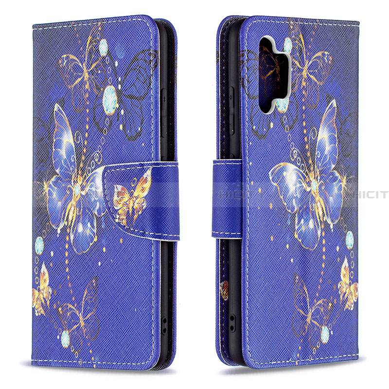 Custodia Portafoglio In Pelle Fantasia Modello Cover con Supporto B03F per Samsung Galaxy A32 4G Blu Notte