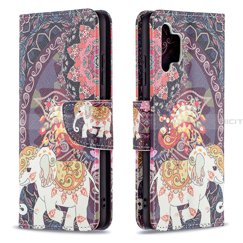 Custodia Portafoglio In Pelle Fantasia Modello Cover con Supporto B03F per Samsung Galaxy A32 4G Marrone