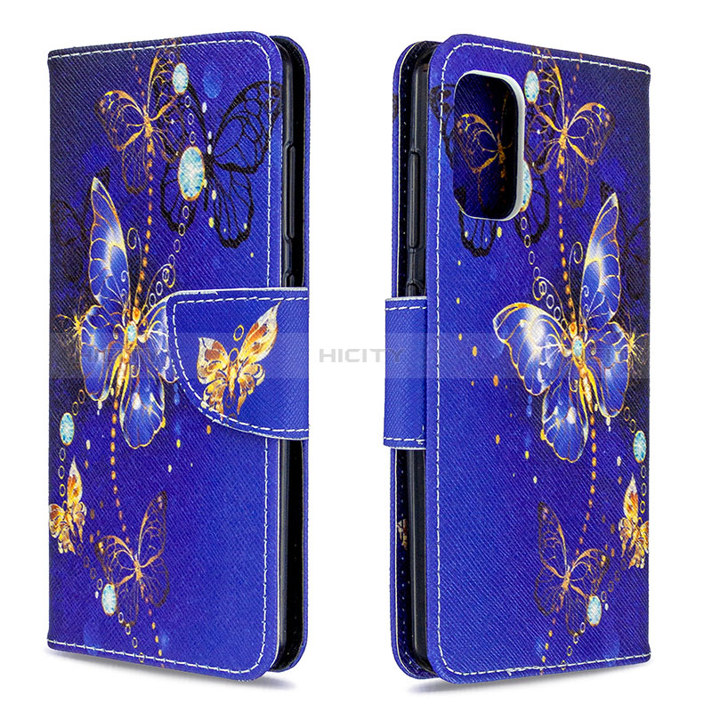 Custodia Portafoglio In Pelle Fantasia Modello Cover con Supporto B03F per Samsung Galaxy A41 Blu Notte