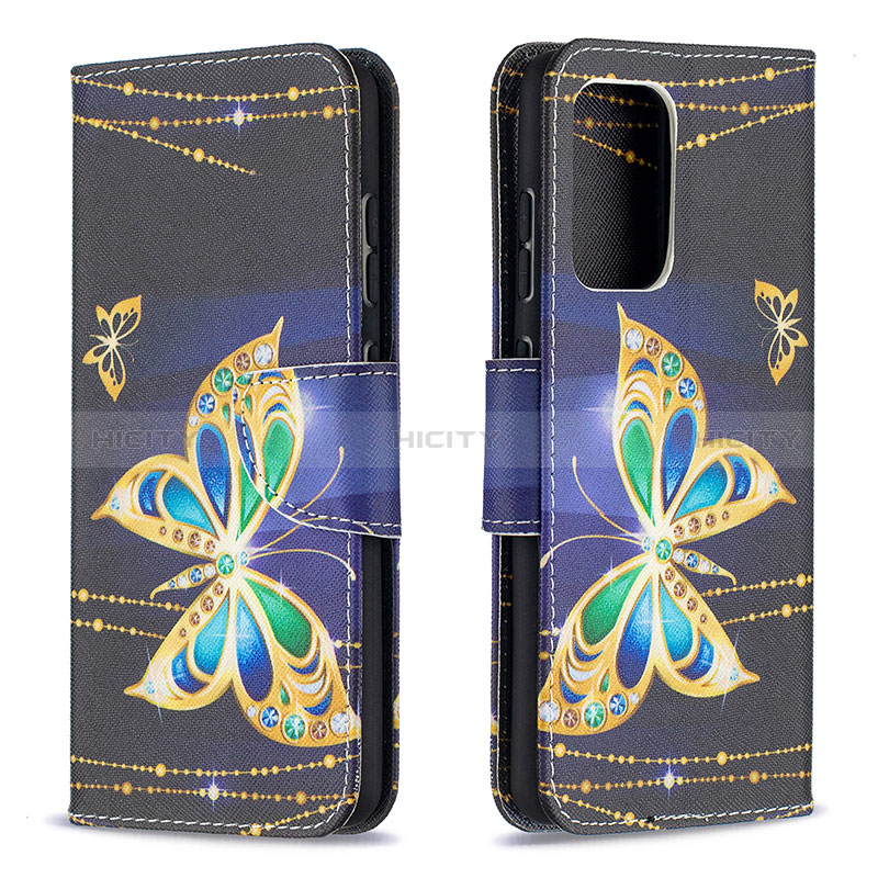 Custodia Portafoglio In Pelle Fantasia Modello Cover con Supporto B03F per Samsung Galaxy A52s 5G Nero