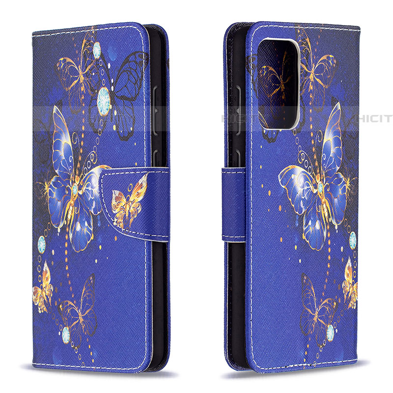 Custodia Portafoglio In Pelle Fantasia Modello Cover con Supporto B03F per Samsung Galaxy A72 5G Blu Notte