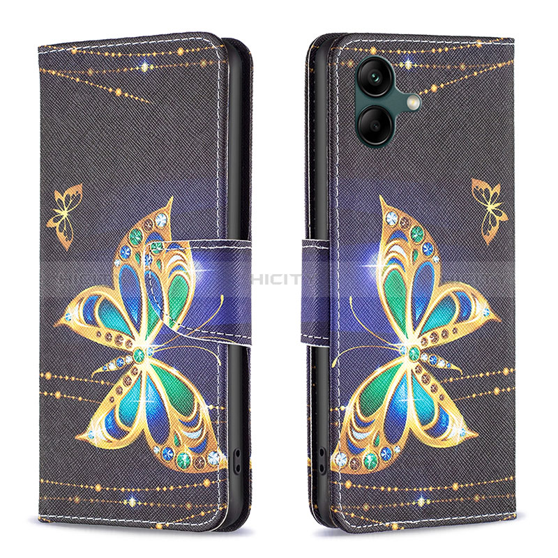 Custodia Portafoglio In Pelle Fantasia Modello Cover con Supporto B03F per Samsung Galaxy M04 Nero