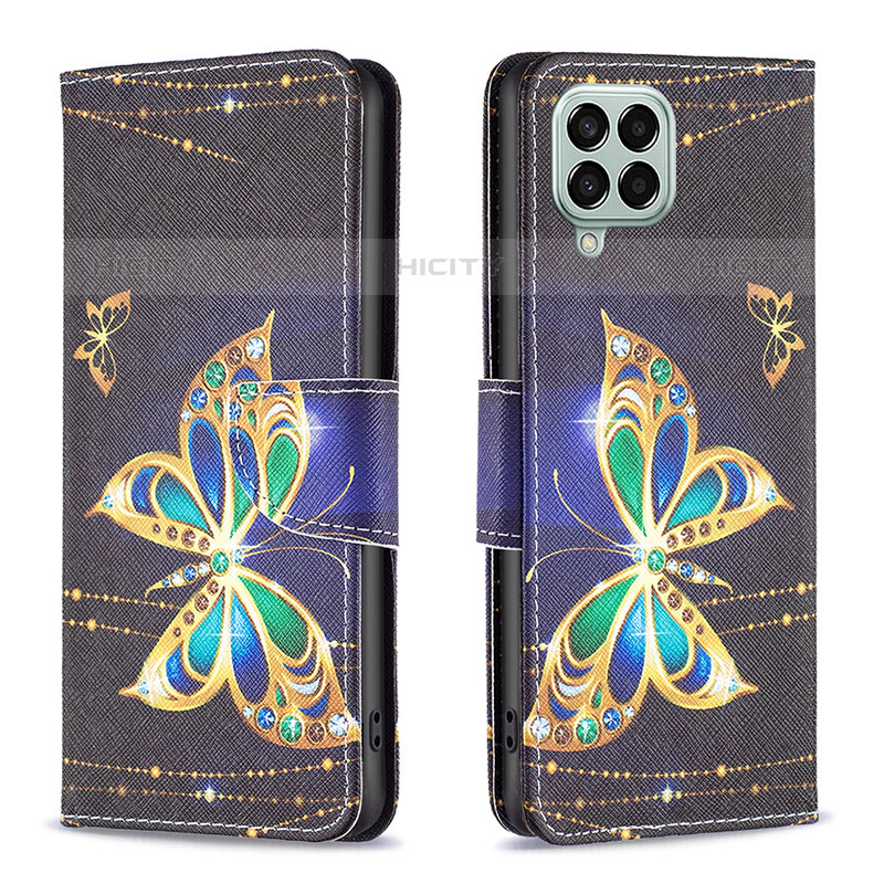 Custodia Portafoglio In Pelle Fantasia Modello Cover con Supporto B03F per Samsung Galaxy M33 5G Nero