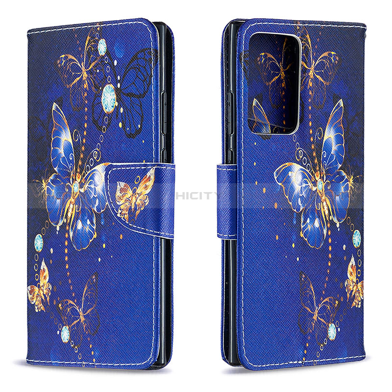 Custodia Portafoglio In Pelle Fantasia Modello Cover con Supporto B03F per Samsung Galaxy Note 20 Ultra 5G Blu Notte