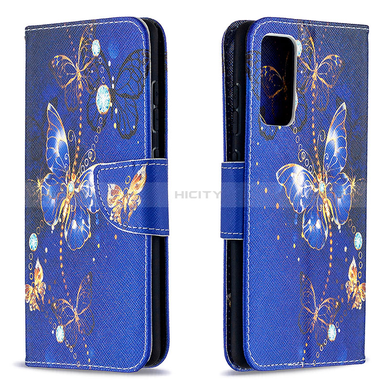 Custodia Portafoglio In Pelle Fantasia Modello Cover con Supporto B03F per Samsung Galaxy S20 Lite 5G Blu Notte