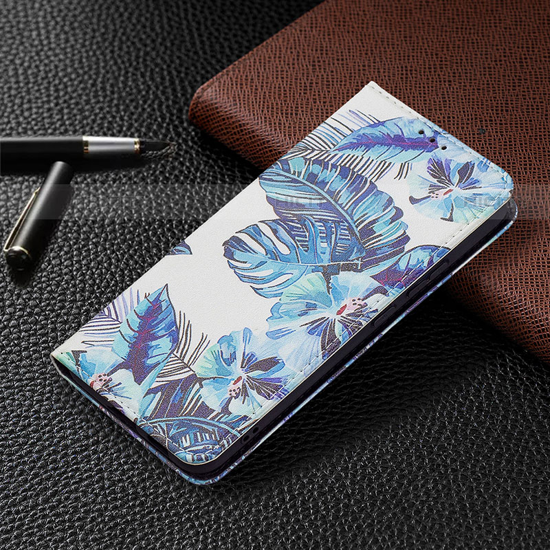 Custodia Portafoglio In Pelle Fantasia Modello Cover con Supporto B03F per Samsung Galaxy S21 FE 5G Blu