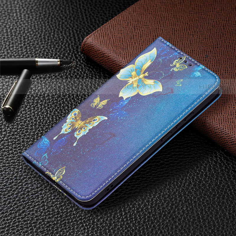 Custodia Portafoglio In Pelle Fantasia Modello Cover con Supporto B03F per Samsung Galaxy S23 5G Blu Notte