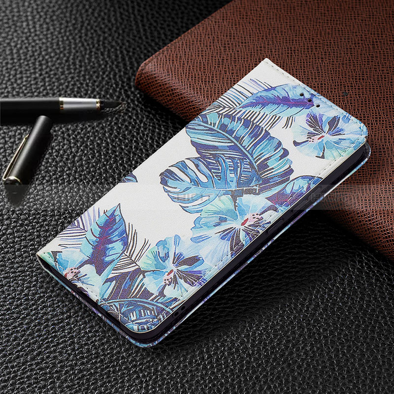 Custodia Portafoglio In Pelle Fantasia Modello Cover con Supporto B03F per Samsung Galaxy S24 5G Blu