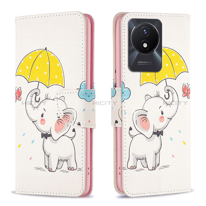 Custodia Portafoglio In Pelle Fantasia Modello Cover con Supporto B03F per Vivo Y02