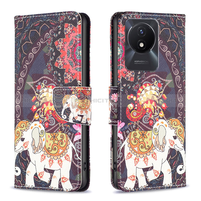 Custodia Portafoglio In Pelle Fantasia Modello Cover con Supporto B03F per Vivo Y02A