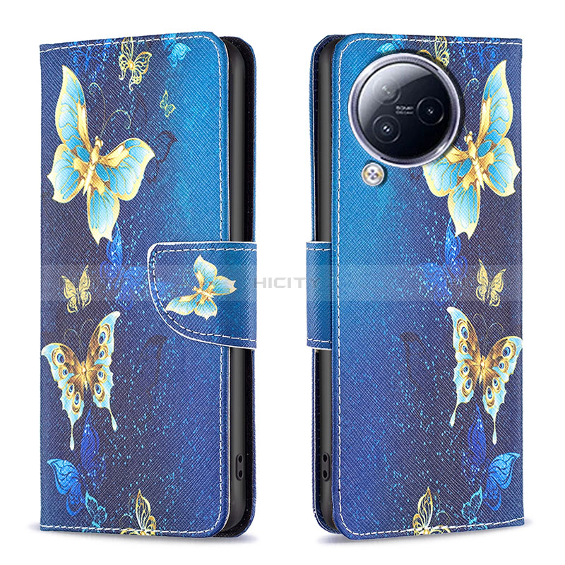 Custodia Portafoglio In Pelle Fantasia Modello Cover con Supporto B03F per Xiaomi Civi 3 5G Cielo Blu