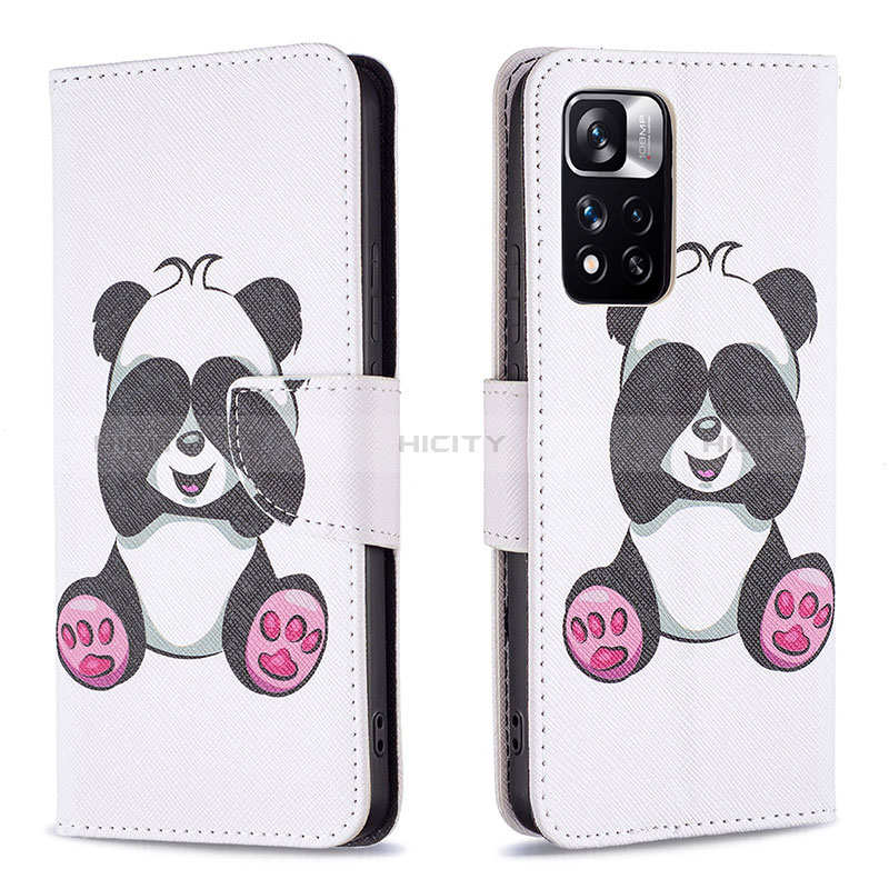 Custodia Portafoglio In Pelle Fantasia Modello Cover con Supporto B03F per Xiaomi Mi 11i 5G (2022) Bianco