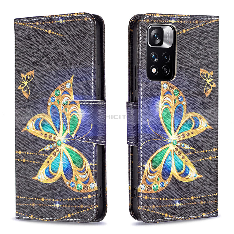 Custodia Portafoglio In Pelle Fantasia Modello Cover con Supporto B03F per Xiaomi Mi 11i 5G (2022) Nero