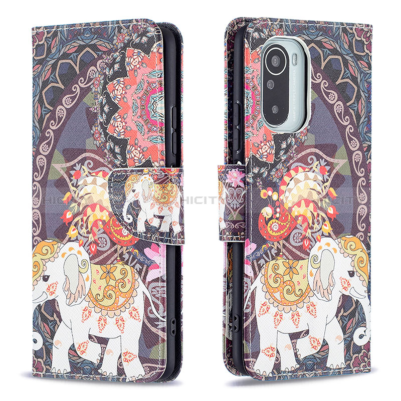 Custodia Portafoglio In Pelle Fantasia Modello Cover con Supporto B03F per Xiaomi Mi 11X 5G Marrone