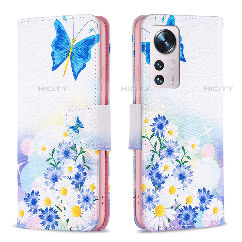 Custodia Portafoglio In Pelle Fantasia Modello Cover con Supporto B03F per Xiaomi Mi 12S 5G Blu