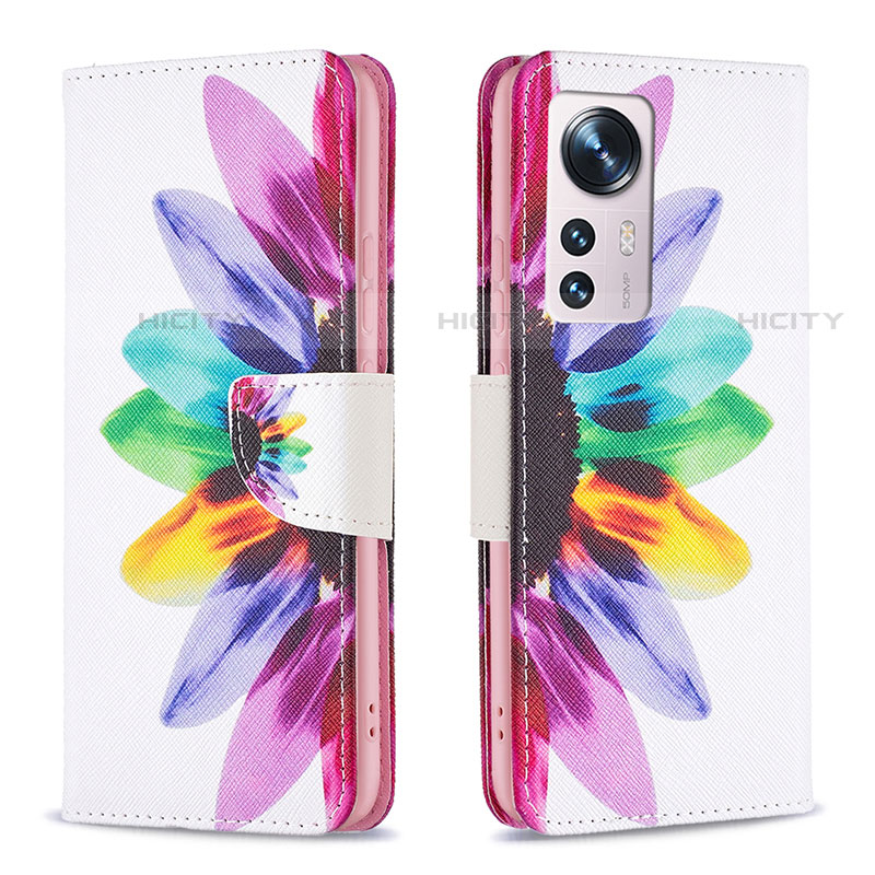 Custodia Portafoglio In Pelle Fantasia Modello Cover con Supporto B03F per Xiaomi Mi 12S 5G Rosa Caldo