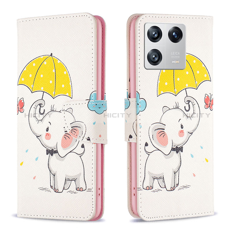 Custodia Portafoglio In Pelle Fantasia Modello Cover con Supporto B03F per Xiaomi Mi 13 Pro 5G Giallo