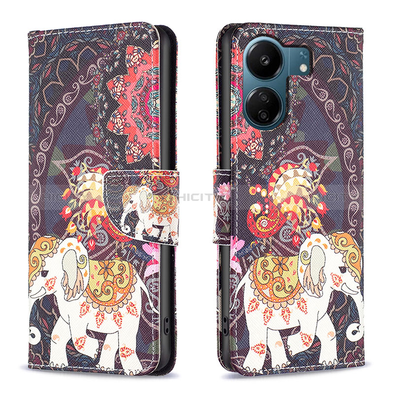 Custodia Portafoglio In Pelle Fantasia Modello Cover con Supporto B03F per Xiaomi Poco C65