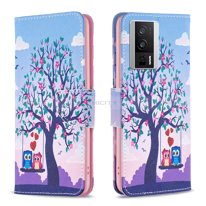 Custodia Portafoglio In Pelle Fantasia Modello Cover con Supporto B03F per Xiaomi Poco F5 Pro 5G Lavanda