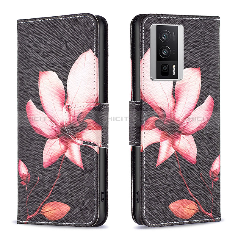 Custodia Portafoglio In Pelle Fantasia Modello Cover con Supporto B03F per Xiaomi Poco F5 Pro 5G Rosso