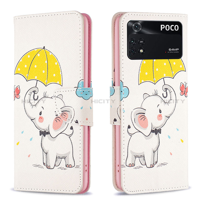 Custodia Portafoglio In Pelle Fantasia Modello Cover con Supporto B03F per Xiaomi Poco M4 Pro 4G