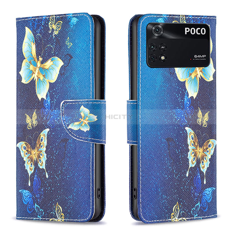 Custodia Portafoglio In Pelle Fantasia Modello Cover con Supporto B03F per Xiaomi Poco M4 Pro 4G