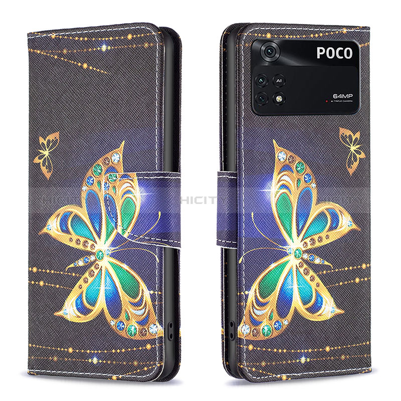 Custodia Portafoglio In Pelle Fantasia Modello Cover con Supporto B03F per Xiaomi Poco M4 Pro 4G