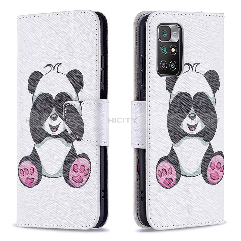 Custodia Portafoglio In Pelle Fantasia Modello Cover con Supporto B03F per Xiaomi Redmi 10 4G Bianco