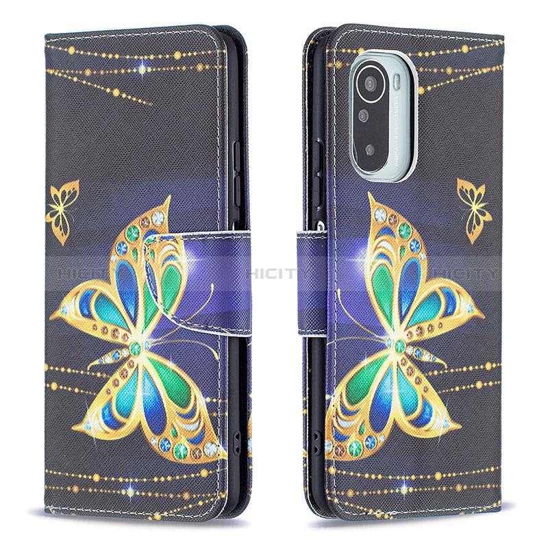 Custodia Portafoglio In Pelle Fantasia Modello Cover con Supporto B03F per Xiaomi Redmi K40 5G Nero