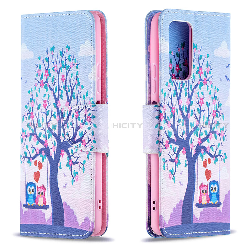 Custodia Portafoglio In Pelle Fantasia Modello Cover con Supporto B03F per Xiaomi Redmi Note 10 Pro 4G Lavanda