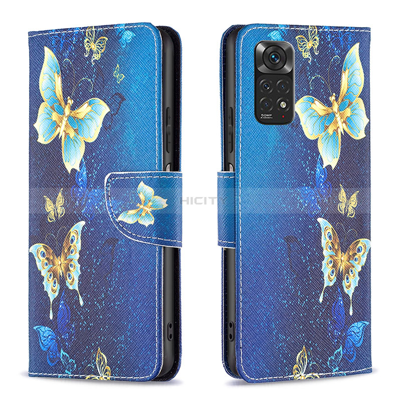 Custodia Portafoglio In Pelle Fantasia Modello Cover con Supporto B03F per Xiaomi Redmi Note 11 4G (2022) Cielo Blu