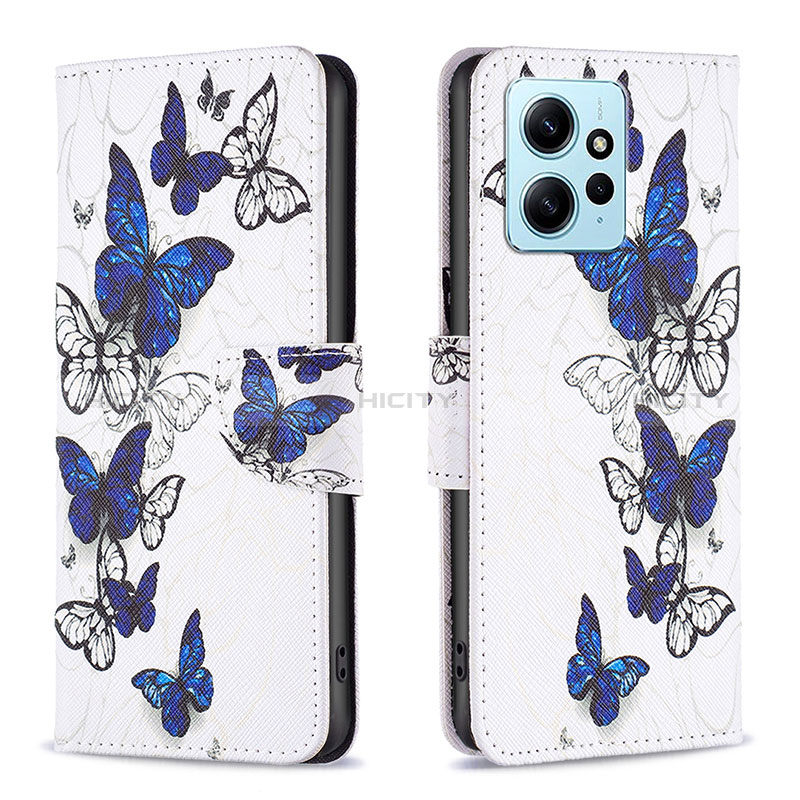 Custodia Portafoglio In Pelle Fantasia Modello Cover con Supporto B03F per Xiaomi Redmi Note 12 4G Blu