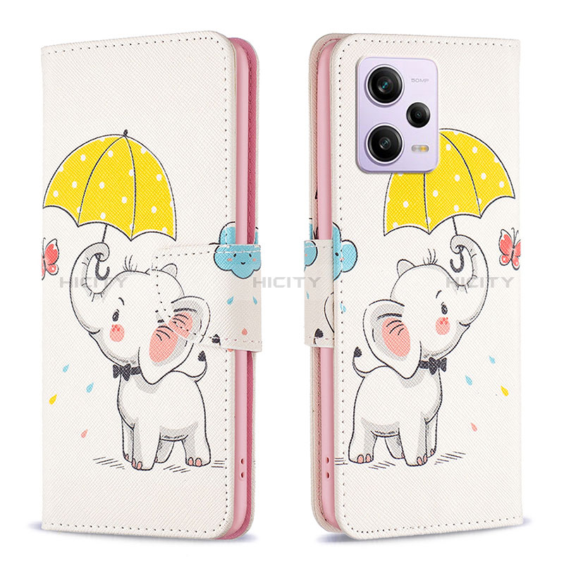 Custodia Portafoglio In Pelle Fantasia Modello Cover con Supporto B03F per Xiaomi Redmi Note 12 Pro 5G Giallo