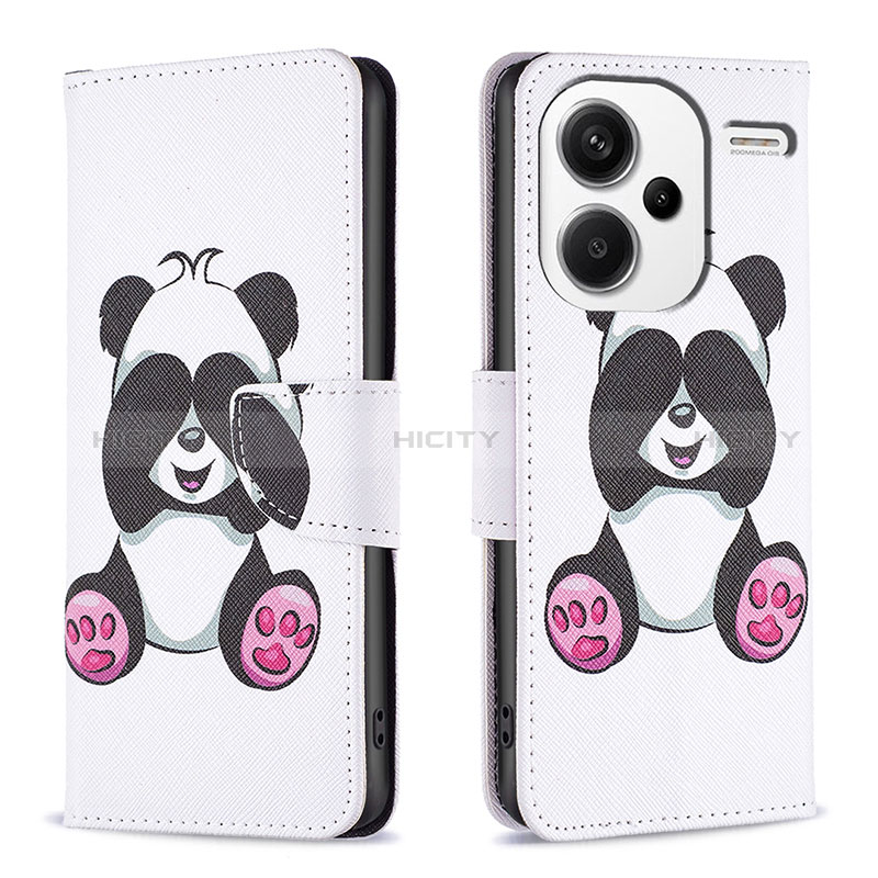 Custodia Portafoglio In Pelle Fantasia Modello Cover con Supporto B03F per Xiaomi Redmi Note 13 Pro+ Plus 5G